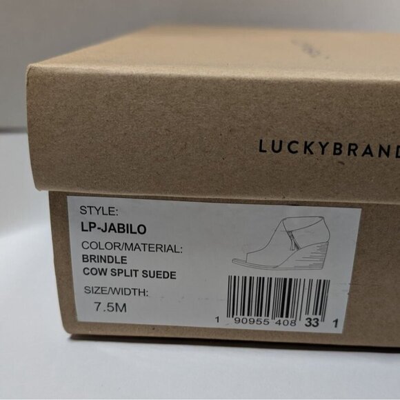 Lucky Brand Womens Brindle Cow Suede Peep-Toe Wedge Ankle Booties Size 7.5M - Picture 5 of 13